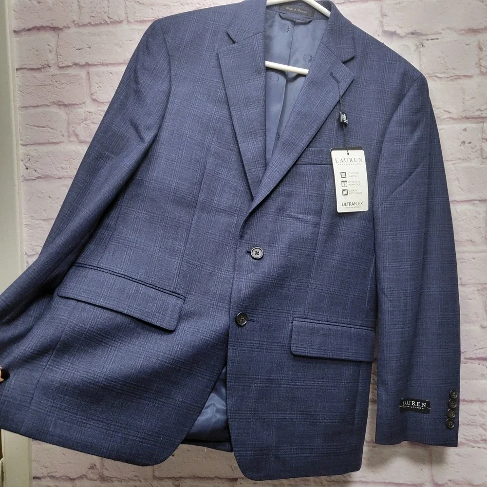 NEW Lauren Ralph Lauren Plaid Ultraflex Blazer Mens 39S‎ Preppy Stretch Classic